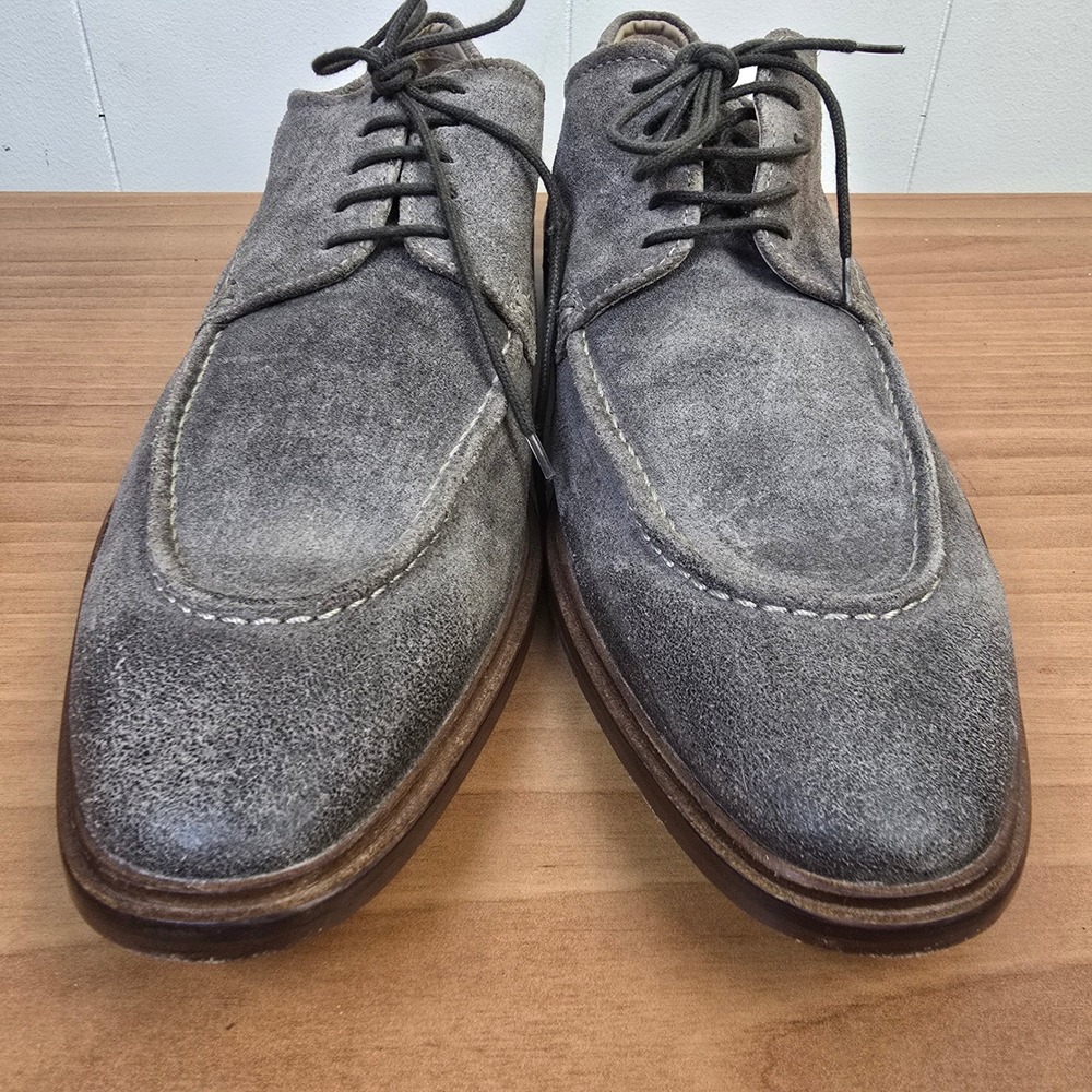ECCO Gray Suede Apron Toe Derby Leather Lace Up Shoes Oxfords Mens Size 43 US 10 - Picture 9 of 11